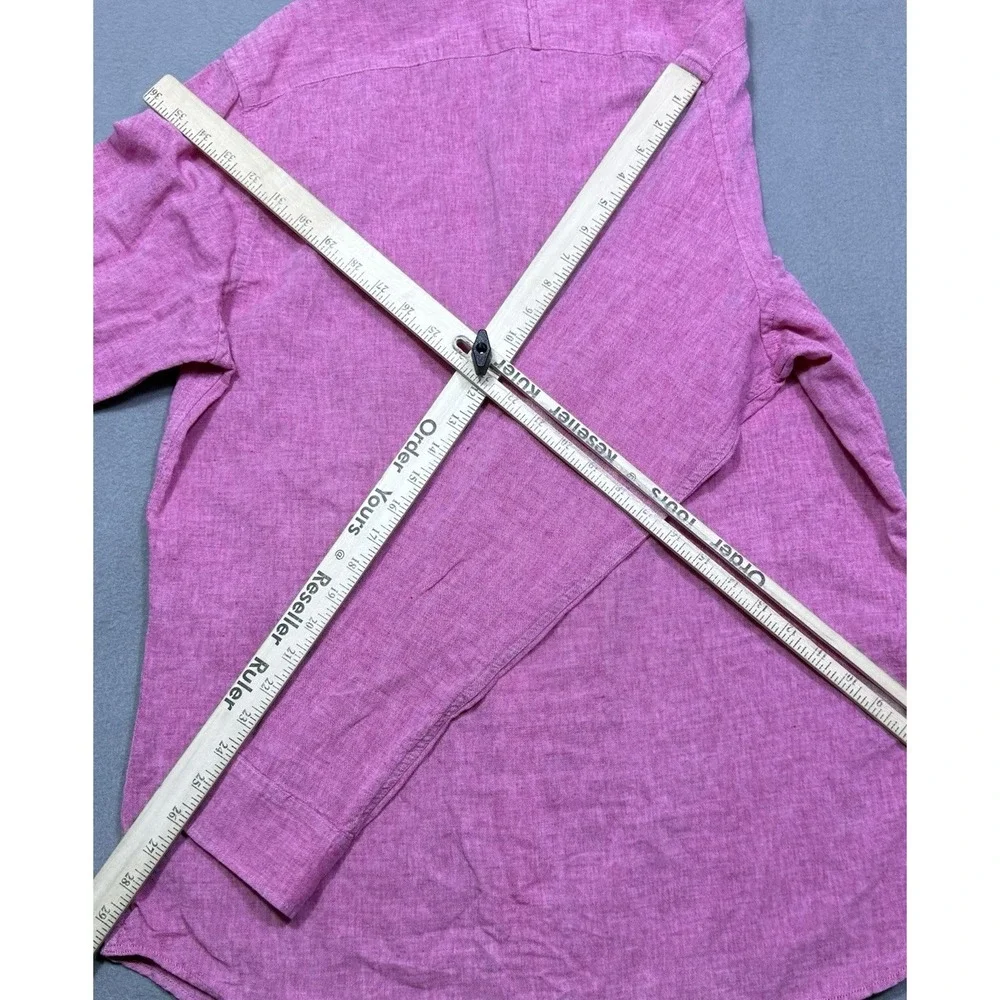 Banana Republic Shirt Mens L Rose Pink Linen Blend Normcore Dadcore Summer USA
